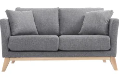 Cheap Miliboo Sofá nórdico 2 plazas desenfundable gris claro y patas madera clara OSLO