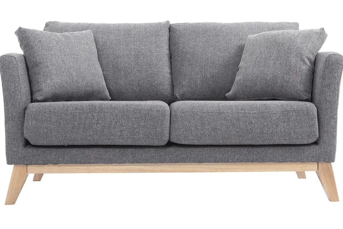 Cheap Miliboo Sofá nórdico 2 plazas desenfundable gris claro y patas madera clara OSLO