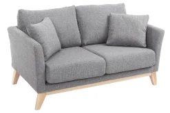 Cheap Miliboo Sofá nórdico 2 plazas desenfundable gris claro y patas madera clara OSLO