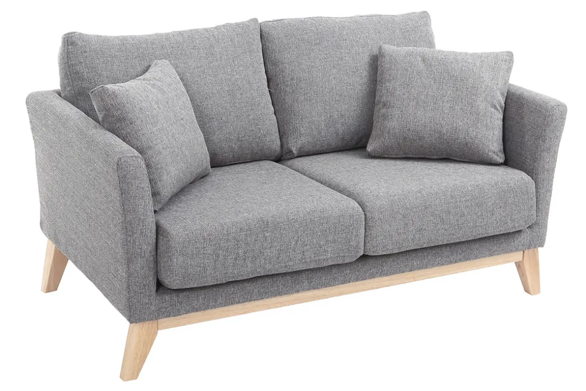 Cheap Miliboo Sofá nórdico 2 plazas desenfundable gris claro y patas madera clara OSLO