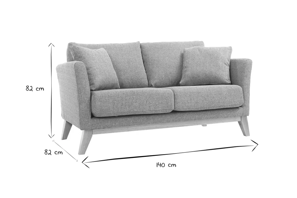 Cheap Miliboo Sofá nórdico 2 plazas desenfundable gris claro y patas madera clara OSLO