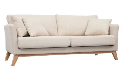 Shop Miliboo Sofá nórdico 3 plazas desenfundable beige y patas madera OSLO