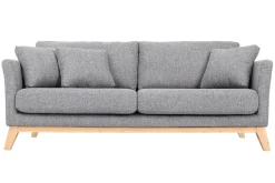 Online Miliboo Sofá nórdico 3 plazas gris claro desenfundable patas madera OSLO