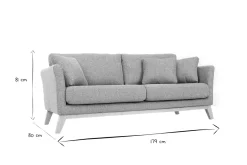 Online Miliboo Sofá nórdico 3 plazas gris claro desenfundable patas madera OSLO