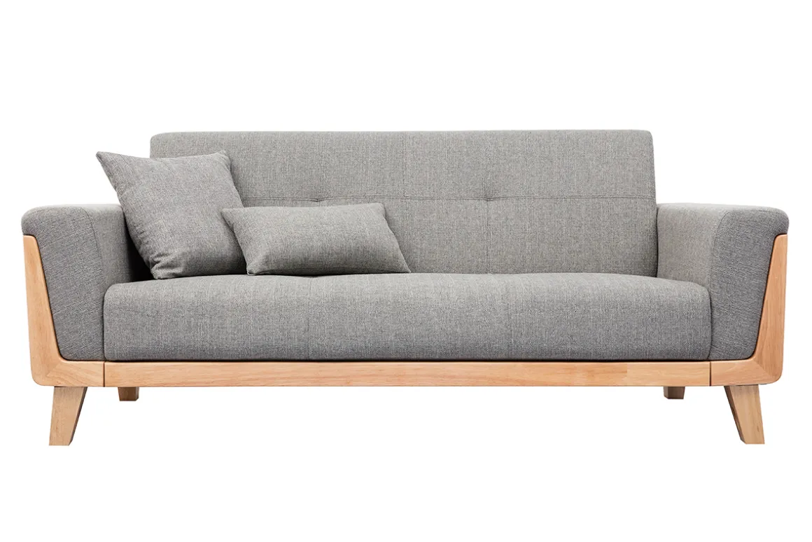 Online Miliboo Sofá nórdico 3 plazas gris claro y madera FJORD