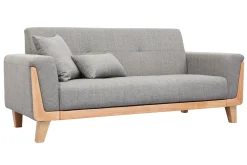 Online Miliboo Sofá nórdico 3 plazas gris claro y madera FJORD