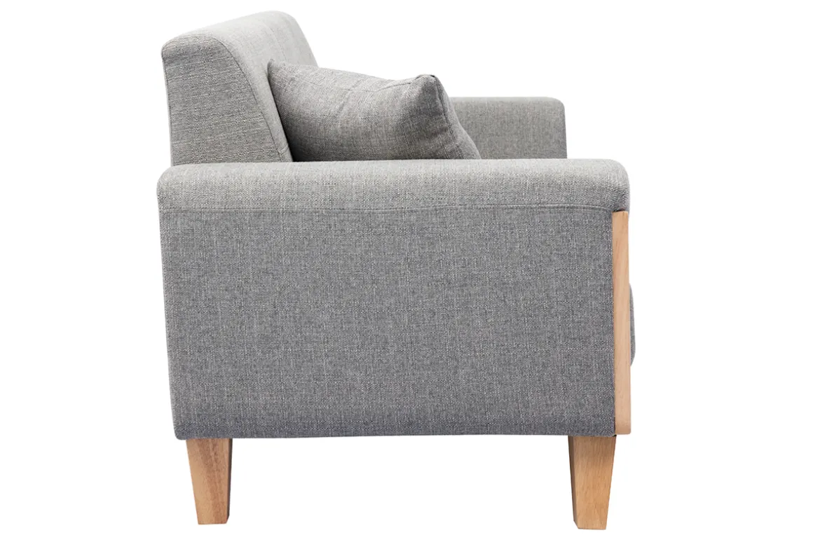 Online Miliboo Sofá nórdico 3 plazas gris claro y madera FJORD