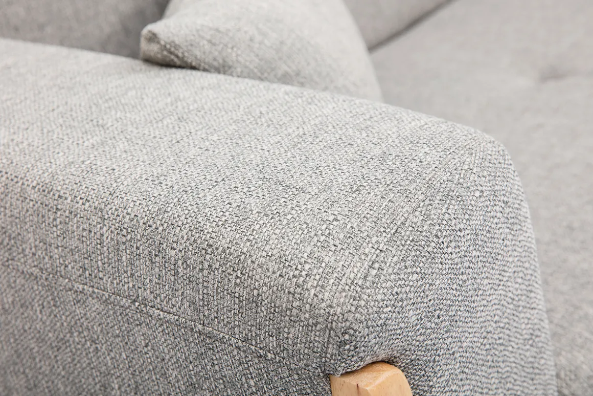 Online Miliboo Sofá nórdico 3 plazas gris claro y madera FJORD