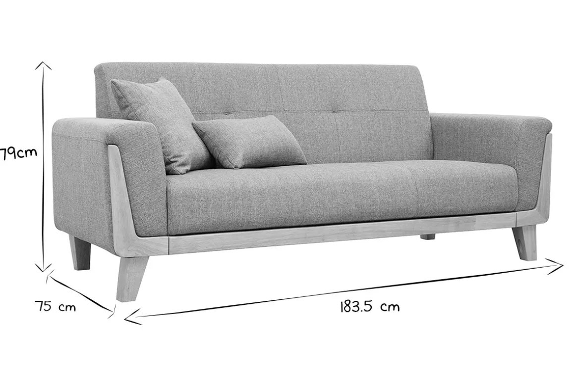 Online Miliboo Sofá nórdico 3 plazas gris claro y madera FJORD