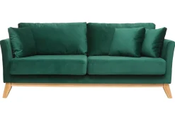 Cheap Miliboo Sofá nórdico 3 plazas terciopelo verde desenfundable patas madera OSLO