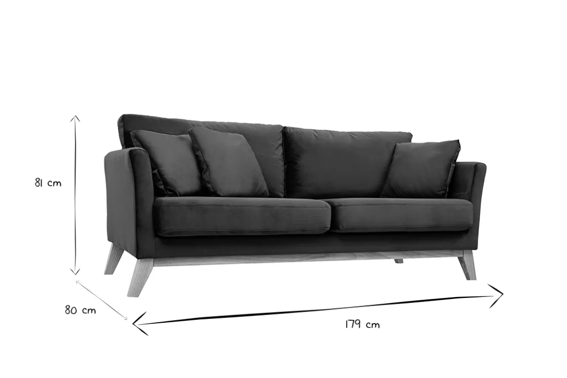 Cheap Miliboo Sofá nórdico 3 plazas terciopelo verde desenfundable patas madera OSLO
