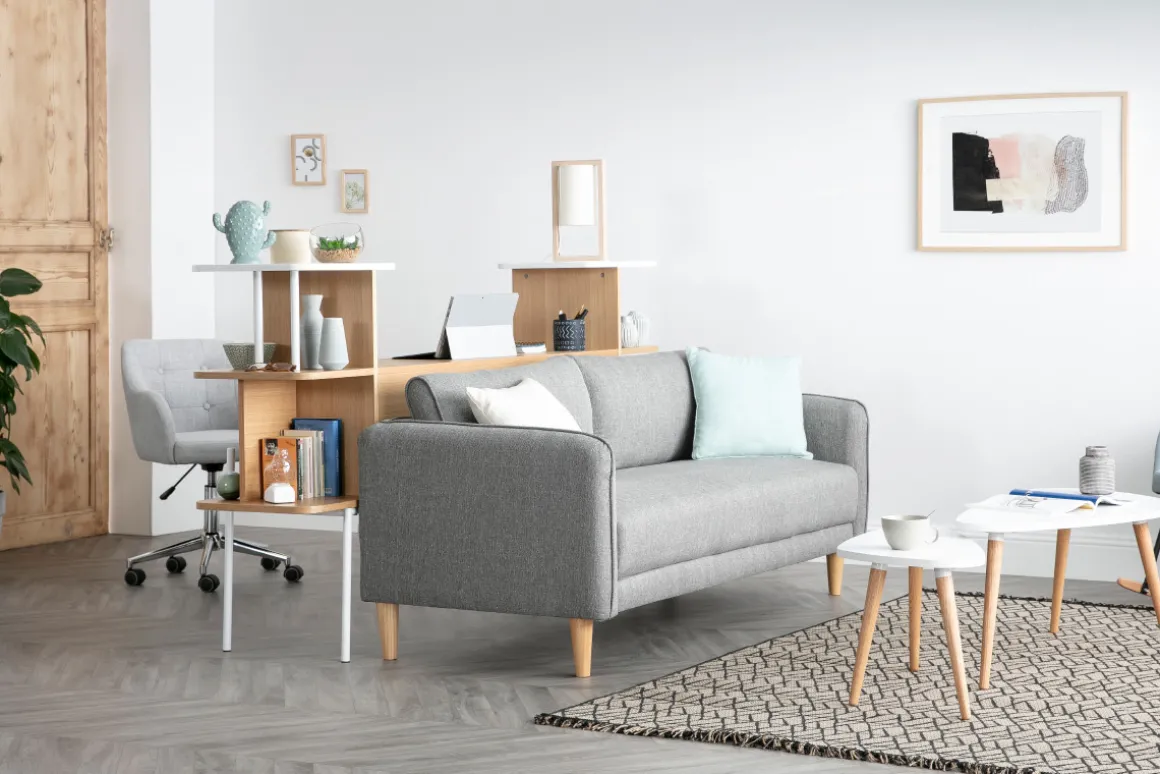 Flash Sale Miliboo Sofá nórdico 3 plazas terciopelo gris claro KURT