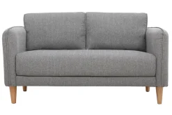 Clearance Miliboo Sofá nórdico 2 plazas terciopelo gris claro KURT