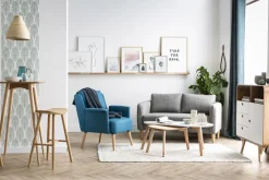 Clearance Miliboo Sofá nórdico 2 plazas terciopelo gris claro KURT