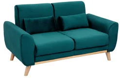 Flash Sale Miliboo Sofá nórdico 2 plazas terciopelo azul petróleo EKTOR
