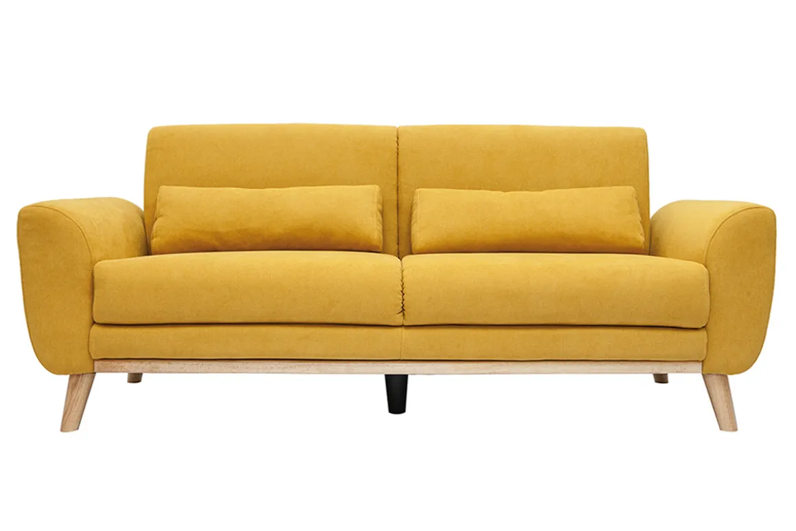 Cheap Miliboo Sofá nórdico 3 plazas terciopelo amarillo mostaza EKTOR