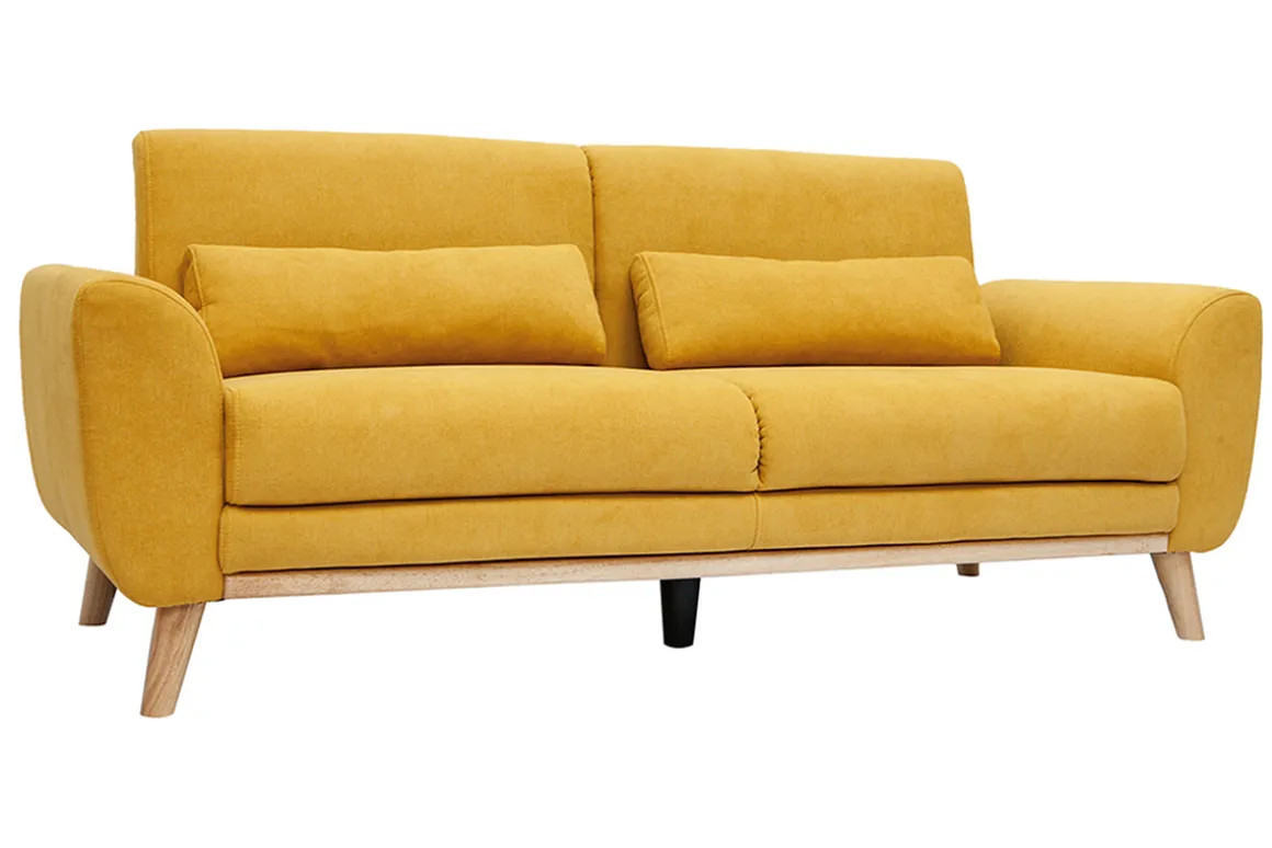 Cheap Miliboo Sofá nórdico 3 plazas terciopelo amarillo mostaza EKTOR