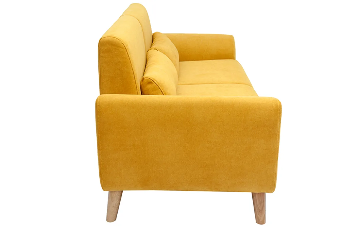Cheap Miliboo Sofá nórdico 3 plazas terciopelo amarillo mostaza EKTOR