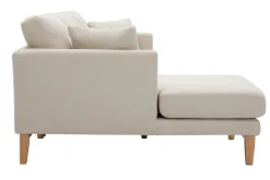Shop Miliboo Sofá nórdico con chaise longue a la izquierda en tela beige desenfundable con madera clara 3-4 plazas OSLO