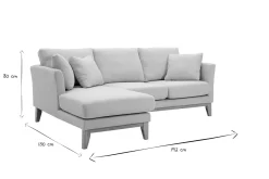 Shop Miliboo Sofá nórdico con chaise longue a la izquierda en tela beige desenfundable con madera clara 3-4 plazas OSLO