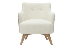 Fashion Miliboo Sofá nórdico efecto borreguillo y madera VALMY
