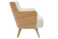 Fashion Miliboo Sofá nórdico efecto borreguillo y madera VALMY