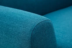 Hot Miliboo Sofá nórdico 2 plazas azul petróleo y madera de caucho maciza PURE