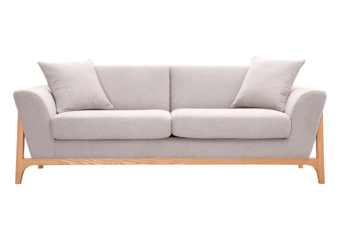 Best Sale Miliboo Sofá nórdico 3 plazas beige y fresno ASAKO