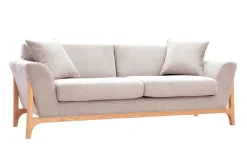 Best Sale Miliboo Sofá nórdico 3 plazas beige y fresno ASAKO