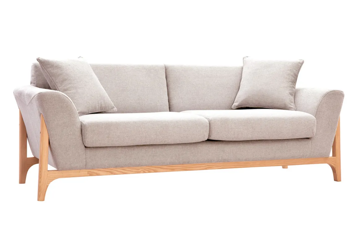 Best Sale Miliboo Sofá nórdico 3 plazas beige y fresno ASAKO