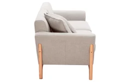 Best Sale Miliboo Sofá nórdico 3 plazas beige y fresno ASAKO