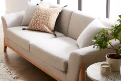 Best Sale Miliboo Sofá nórdico 3 plazas beige y fresno ASAKO