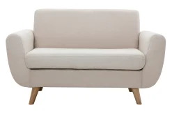 Outlet Miliboo Sofá nórdico 2 plazas beige y madera de caucho maciza PURE