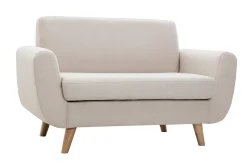 Outlet Miliboo Sofá nórdico 2 plazas beige y madera de caucho maciza PURE