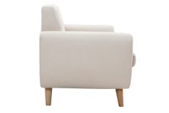 Outlet Miliboo Sofá nórdico 2 plazas beige y madera de caucho maciza PURE