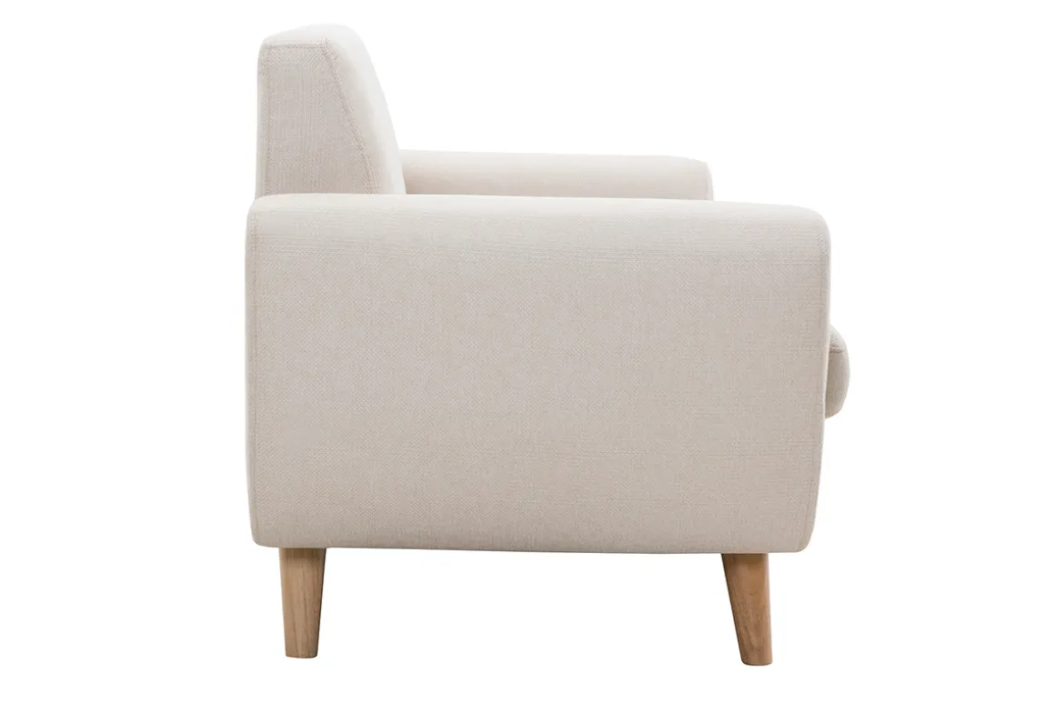 Outlet Miliboo Sofá nórdico 2 plazas beige y madera de caucho maciza PURE