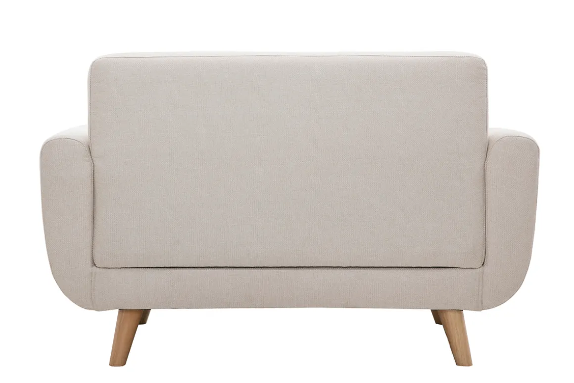 Outlet Miliboo Sofá nórdico 2 plazas beige y madera de caucho maciza PURE