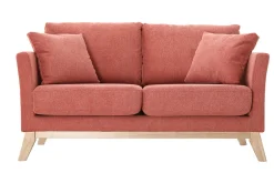 Sale Miliboo Sofá nórdico 2 plazas con funda desenfundable efecto aterciopelado color terracota OSLO