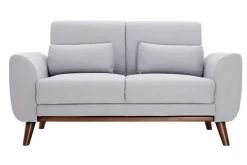 Clearance Miliboo Sofá nórdico 2 plazas de tejido gris claro y madera oscura EKTOR