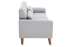 Clearance Miliboo Sofá nórdico 2 plazas de tejido gris claro y madera oscura EKTOR