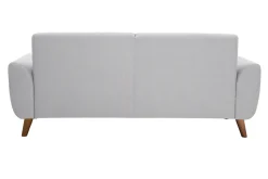 Clearance Miliboo Sofá nórdico 2 plazas de tejido gris claro y madera oscura EKTOR