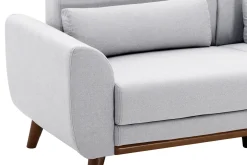 Clearance Miliboo Sofá nórdico 2 plazas de tejido gris claro y madera oscura EKTOR