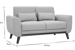 Clearance Miliboo Sofá nórdico 2 plazas de tejido gris claro y madera oscura EKTOR