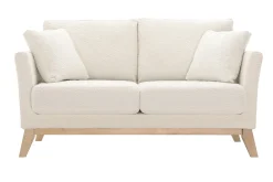 Cheap Miliboo Sofá nórdico 2 plazas efecto borreguillo blanco con patas de madera OSLO
