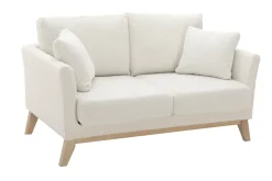Cheap Miliboo Sofá nórdico 2 plazas efecto borreguillo blanco con patas de madera OSLO