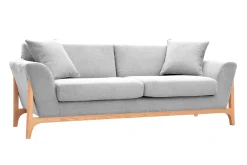 Best Sale Miliboo Sofá nórdico 3 plazas gris claro y fresno ASAKO