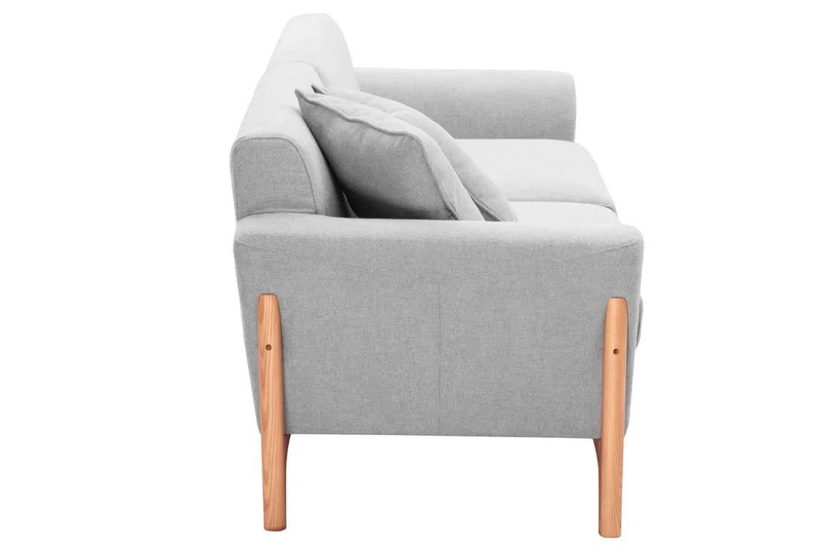 Best Sale Miliboo Sofá nórdico 3 plazas gris claro y fresno ASAKO