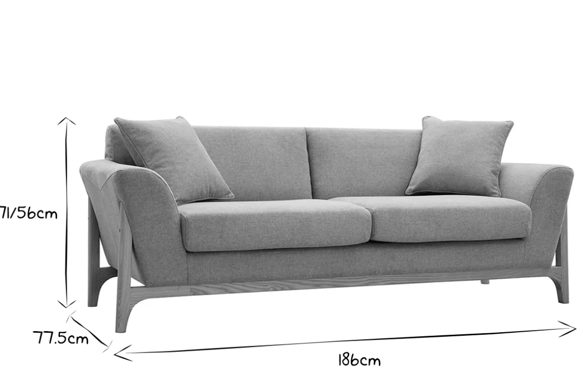 Best Sale Miliboo Sofá nórdico 3 plazas gris claro y fresno ASAKO
