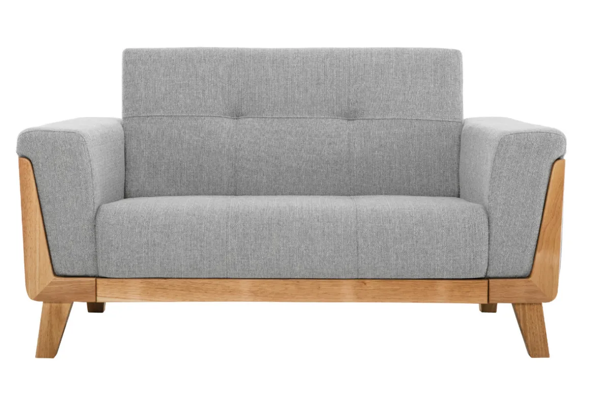 Cheap Miliboo Sofá nórdico 2 plazas gris claro con patas de madera FJORD
