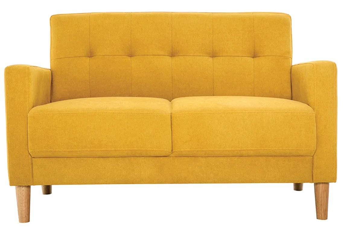 Sale Miliboo Sofá 2 plazas de estilo nórdico amarillo mostaza con efecto aterciopelado MOON